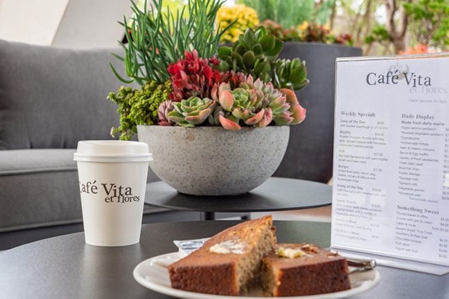 Café Vita et flores Takeaway coffee and bread